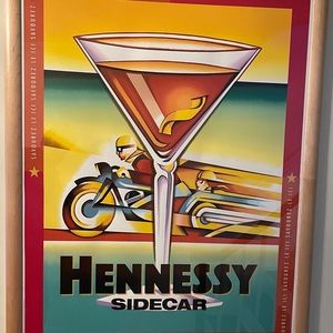 Hennessy Sidecar Vintage 1998 advertising poster,36x48